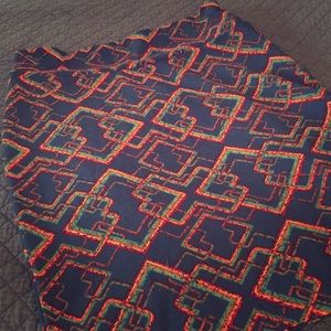 LulaRoe Cassie Navy Geometric Skirt - Large